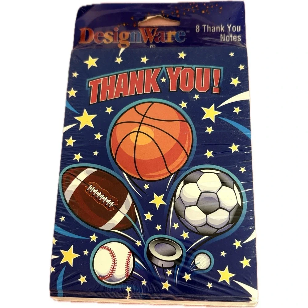 DesignWare All Sports Thank You Notes 8 Ct American Greetings Y2K Vintage 2-Pack